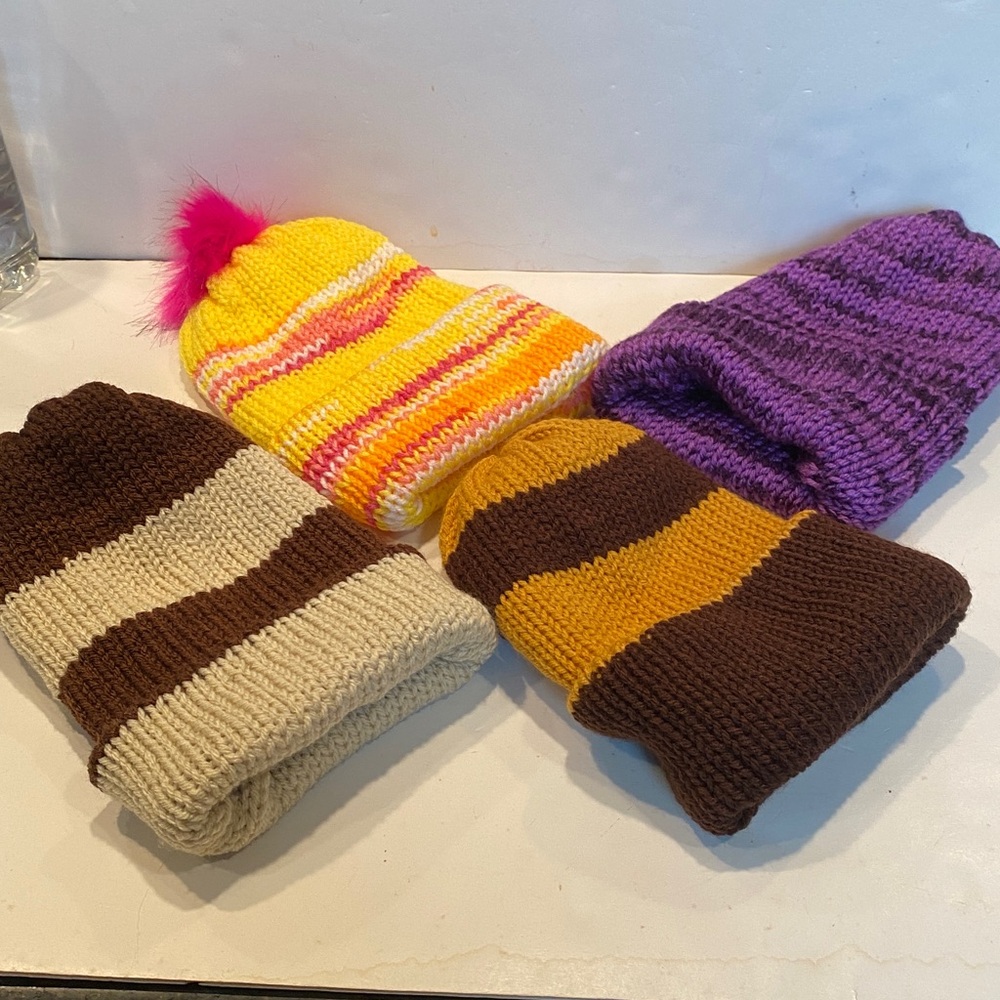 NWOT Hand-Knit Set of 4 Winter Hats
